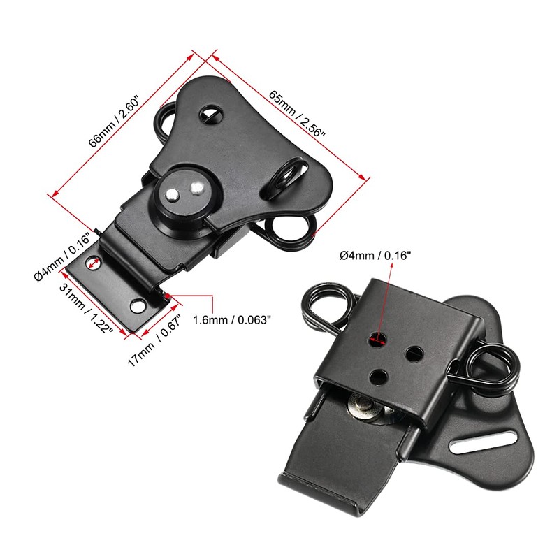 uxcell 2.56-inch Iron Spring Loaded Butterfly Twist Latch Keeper Toggle