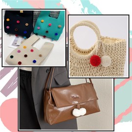 Pack of 30PCS Mini Small Faux Fur Balls Soft Pom Poms Beads with Elastic Loop 30mm Handmade DIY Crafts (3 cm,Red )