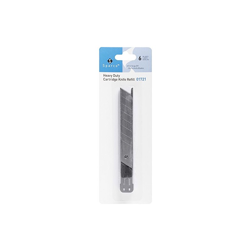 Sparco 01721 Utility Knife Refill Cartridge, Snap-Off Blades, 6/PK, SR