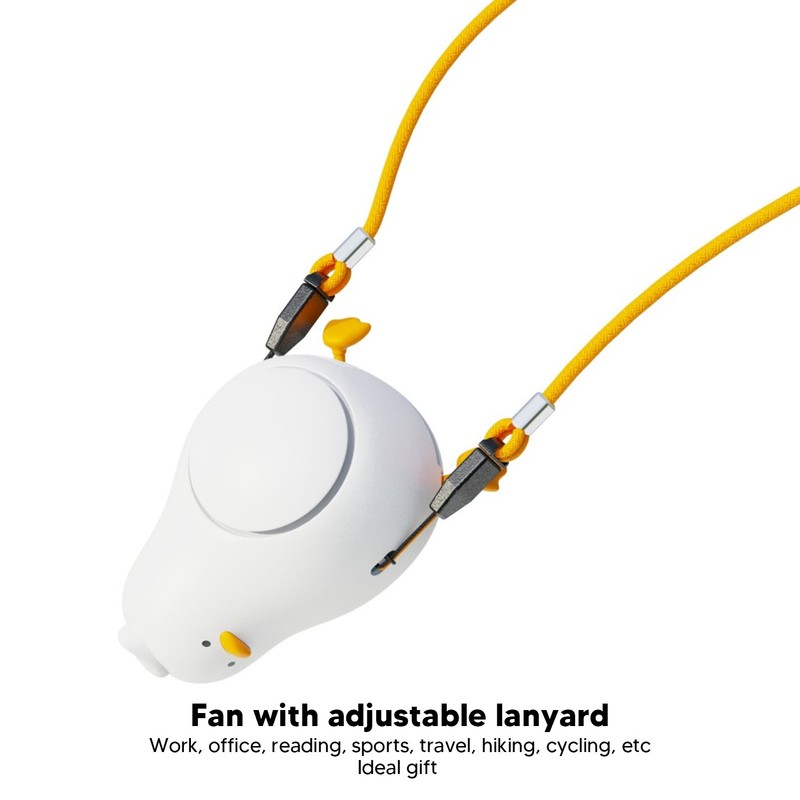 Hanging Neck Fan Adjustable Lanyard Cute Duck Cartoon Shape Hands