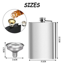 Yolistar Set of 2 Stainless Steel Hip Flasks with Funnel in a Set, Made of 304 Stainless Steel, 8 oz.230 ml, Leak-Proof, Portable, Suitable for Carrying Alcohol (Silver and Matte Black)