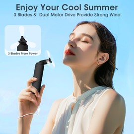 Kukiwhy Handventilator Tragbarer Mini Ventilator klein Ventilatoren 20+ Stunde USB Ventilator Akku Aufladbar Faltbal Hand Ventilatoren Für Reisen Büro Zuhause Draußen Geschenke für Frauen Männer