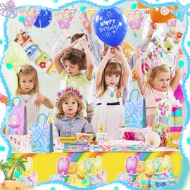 Mermaid Birthday Gift, 84 Pieces All In One Mermaid Giveaway Set - Mermaid Favour Bags Necklaces Sticker Rings and Other Mermaid Decoration Party Favours