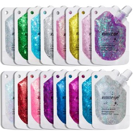 Holographic Face Glitter Gel Body Shimmer Makeup for for Hair, Face, Clavicle, Arm, Nail, Eyeshadow, Long Lasting Waterproof Mermaid Sequins Party Glitter for Rave Festival, 1.35oz (Metallic Pink #12)