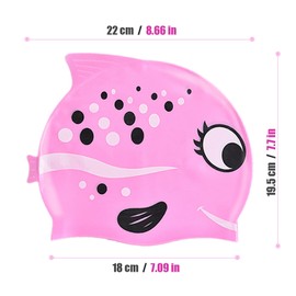 NORXUAZE 3 Pack Kids Swim Caps for Girls Boys, Flexible Tensile Strength Silicone Swimming Cap for Age 3-6 Toddler Baby Child, Cute Cartoon Fish Swim Bath Hats for Short/Long Hair