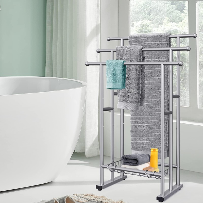 40" Tall Freestanding Towel Racks for Bathroom, 3 Tier Floor