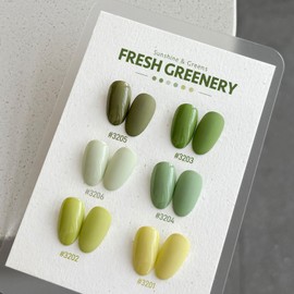 GAOY Green Gel Nail Polish Set, 6 Colors Dark Green Yellow, UV Cure Gel for DIY Manicure at Home