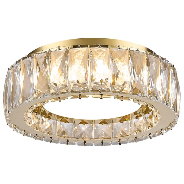 Badiegh Crystal Gold Flush Mount Ceiling Light Fixture,Dimmable LED 5CCT