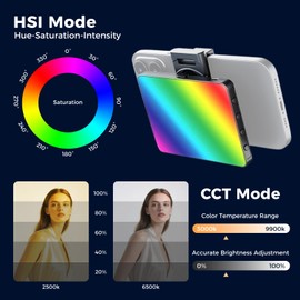 Kalofaye RGB Video Light, Pocket LED On-Camera Video Lights, 3000-9900K 360 Full Color 20 Light Effects, Portable Front & Back Phone Clip for Laptops, Phone and Camera, Vlogging, Photography, TikTok