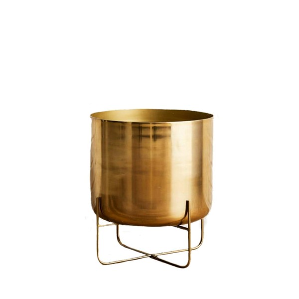 Serene Spaces Living Wide Gold Planter with Detachable Metal Stand,
