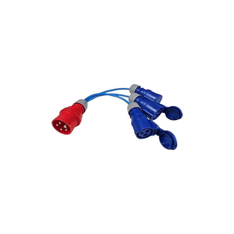 UK Made 3-Phase to 230V 16Amp 3-Way Break-Out Cable CEE