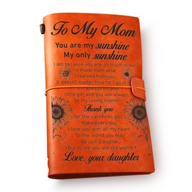 NGAEAK Sunflower Mom Leather Journal Notebook From Daughter - to My Mom I Love You With All My Heart Engraved Vintage Leather Travel Journal Embossed Writing Journal Gift for Mother