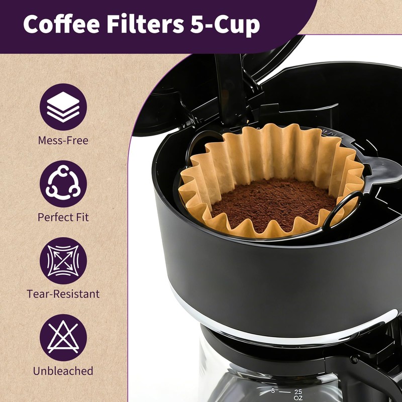 150 PCS Coffee Filters Compatible with Mr. Coffee 5-Cup, Small