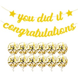 You Did It Graduation Congratulations Bunting Balloons and Banners Triangle Flag Gold Congratulations Graduation Banner for Office Work Party Decorations Wedding Party Supplies