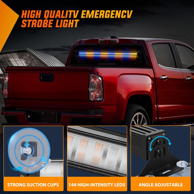 Nilight 144LED Traffic Advisor Strobe Light Bar with Controller Amber