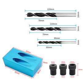 Joywayus Self Centering Dowelling Jig with Pocket Inclined Hole Jig, Metric Standard 6/8/10mm Dowels Jig Accessories, Wood Dowel Hole Drilling Guide Woodworking Positioner Locator Update Wavy Design