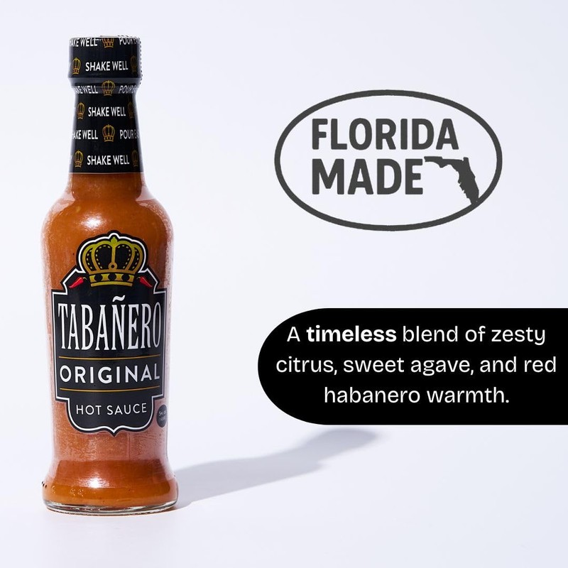 Tabañero Original Hot Sauce, 5 oz Small Glass Bottle, Gourmet