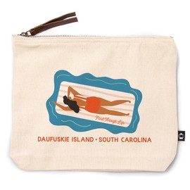 Lantern Press Daufuskie Island, South Carolina, Float Through Life, Raft, 100% Cotton Zipper Pouch, Travel Accessory, Go Bag