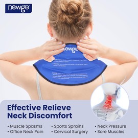 NEWGO XL Neck Ice Pack Wrap Gel Ice Pack for Neck and Shoulders, Hot Cold Therapy Neck Cooling Wraps for Neck Injury, Sports Injury & Cervical Surgery, Ice Neck Wrap Soft Plush Lining