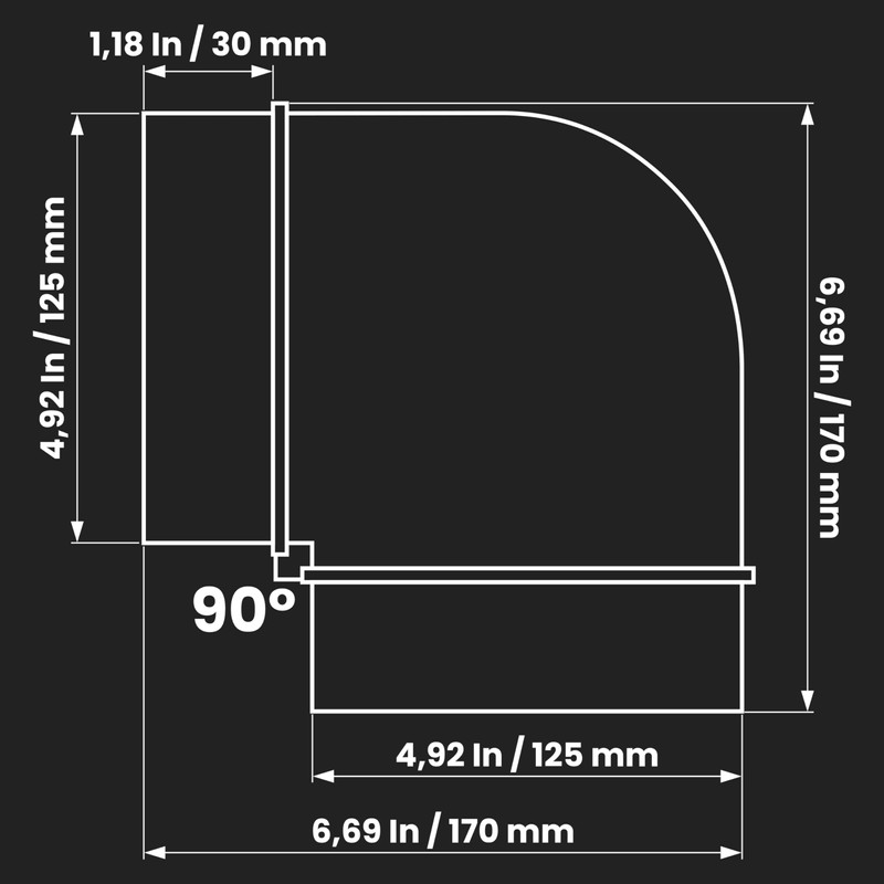 Repa Market 90 Degree 5 Inch Duct Elbow Pipe Connector