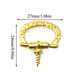 PZRT 4pcs 24mmx27mm Jewelry Box Wooden Case Ring Pull Handle Zinc Alloy Tin Box Decorated Handle Mini Drawer Door Ring Pulls, Golden