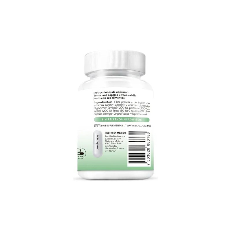 Bio B | Enzimas Digezyme® Prebióticos | 90 Cápsulas Veganas