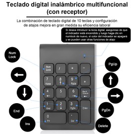 Combinación inalámbrica de teclado digital y ratón, teclado digital 2.4G y teclado financiero multifuncional de 18 teclas, ratón y receptor 1200 dpi, adecuado para computadoras portátiles, escritorios