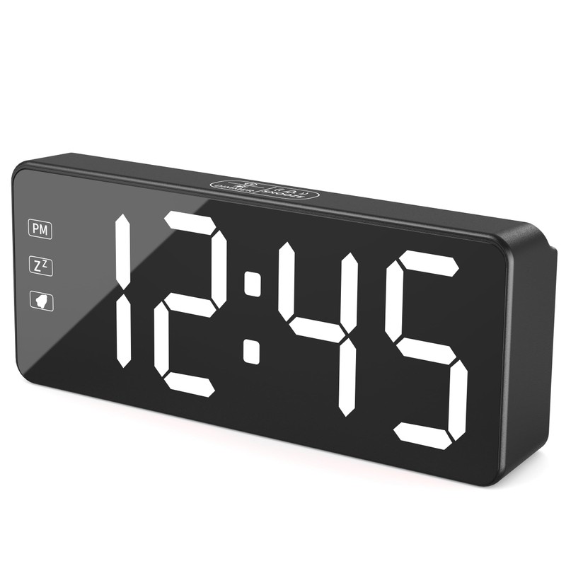 KWANWA Small LED Digital Alarm Clock Plug in for Bedrooms