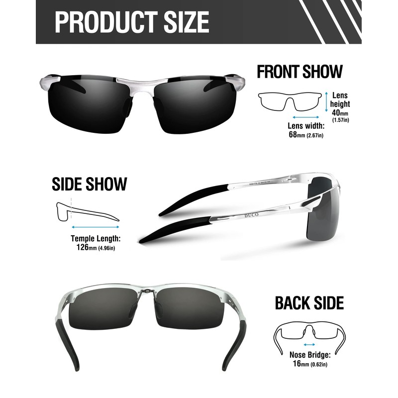 Duco Driving Sunglasses for Men Ultralight Polarized Sunglasses metal Frame