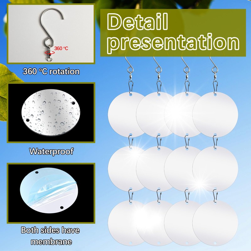 48 PCS Reflective Bird Scare Discs Set,Bird reflectors,Bird Scarer Discs