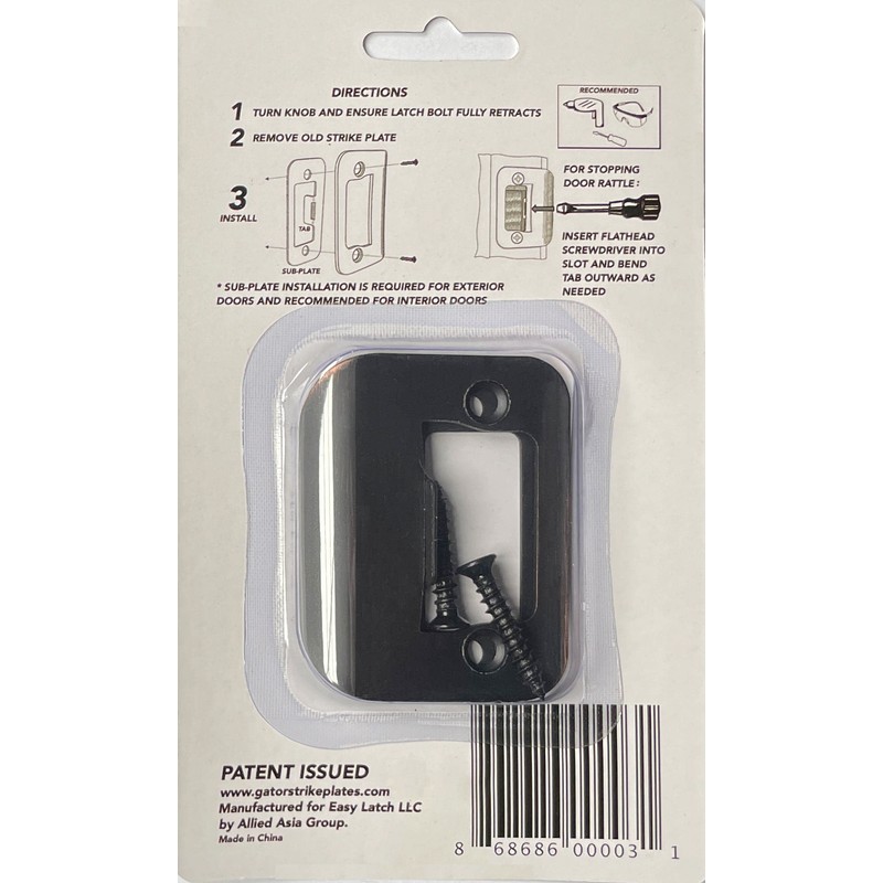 Gator Door Latch Restorer - Strike Plate (Oil Rubbed Bronze)
