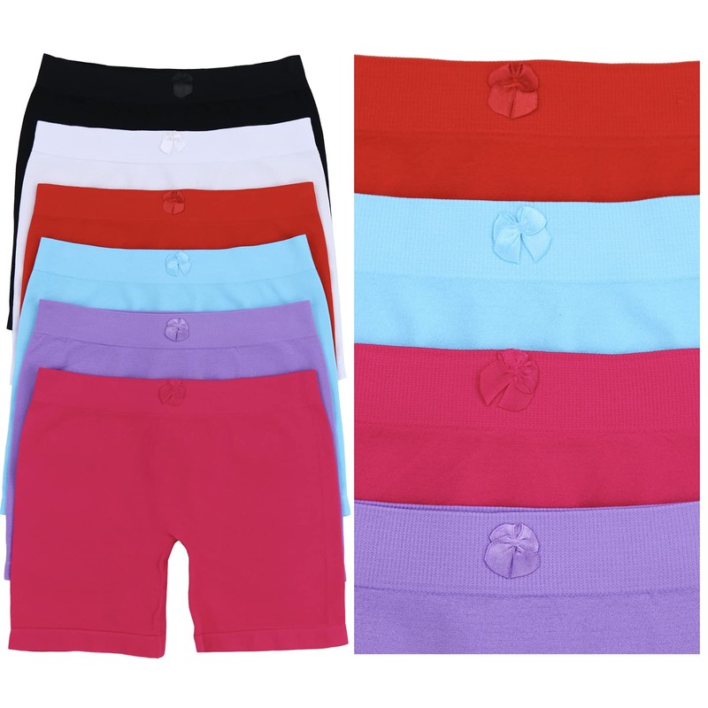 ToBeInStyle Pack of 6 Girls' Layering Shorts for Under Skirts