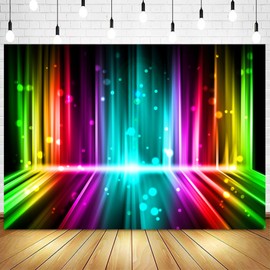 Withu Colorful Neon Lights Glow Party Backdrop Crazy Music Disco Dance Hip Hop Prom Birthday Party Supplies Banner Let's Glow in The Dark Photo Background 7x5ft