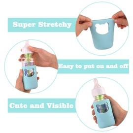 4 Pack Silicone Sleeves for Dr Brown's Glass Baby Bottles, Anti Breakage Baby Bottle Holder, Compatible Dr. Brown's Natural Narrow Glass Baby Bottles 4 oz, BPA Free (White+Blue+Green+Yellow)