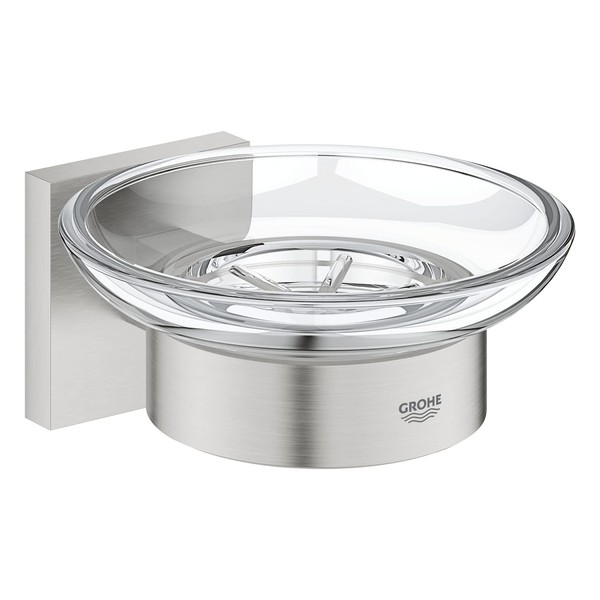 GROHE Start Cube 41096DC0 Soap Dish with Holder Concealed Fixings Glass / Metal Super Steel