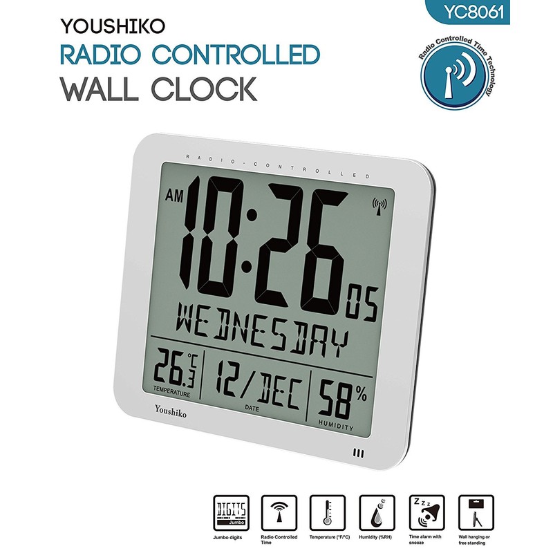 Youshiko Jumbo Large Radio Controlled Wall Clock (UK & Ireland