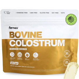 Grass Fed Whole Bovine Colostrum Powder for Women & Men – First Day Milking, Non GMO, Soy Free, Keto, Gluten Free – 28 Servings, 2.96 oz, Unflavored, Made in USA