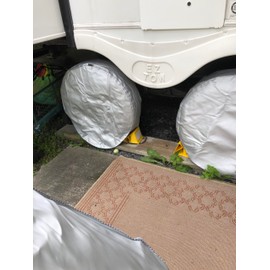Tire Covers 4 Pack - Tough Tire Wheel Protector for Truck, SUV, Trailer, Camper, RV - Universal Fits Tire Diameters 32 inche,Black
