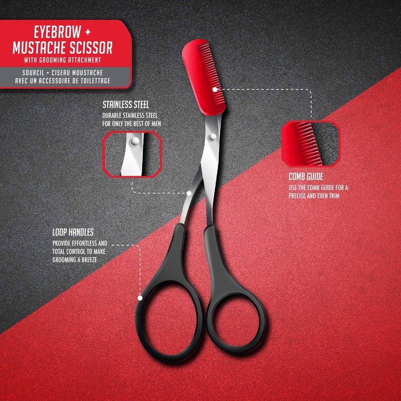 Man Made: Eyebrow + Mustache Scissor, 2 in 1 Comb