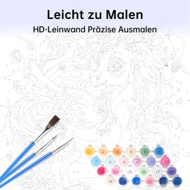 Nilnewuh Unicorn Paint by Numbers for Children from 6 Years, Junior and Adult Beginners, 40 x 50 cm Large DIY Painting Craft Kit with Canvas Brushes Acrylic Paints, Painting Set for Girls Gifts