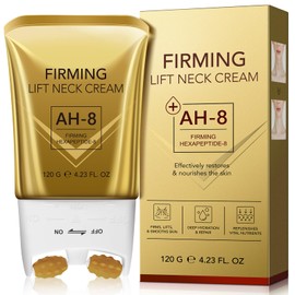 Neck Firming Cream, AH-8 Firming Neck Cream with Roller 120g, Tighten and Lift Neck Cream with Double Roller Massage, Reduces Wrinkles Fine Lines Double Chin, Moisturizes Skin