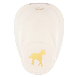 Vaessen Creative Motif Punch Horse 1.3 x 1.3 cm for Craft Paper, Coloured Paper, Scrapbook Paper or Decoupage Paper, White Gold