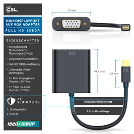 CSL – Mini DisplayPort to HDMI DVI VGA Black V1