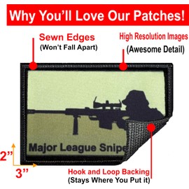 Major League Sniper Morale Patch | Tactcial Hook and Loop Military Patch| Perfect for Patch for Your Plate Carrier Accessories, Hat, Backpack and Tactical Gear | American Sniper