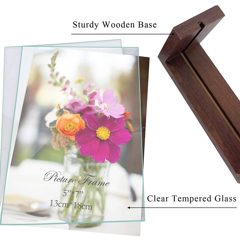 RLAVBL 5x7 Picture Frame Set of 2, Rustic Glass Photo