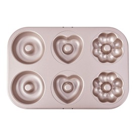 Bakeley Non-stick 6-Cavity Donut Pans,Set of 2,Ring Doughnut Pan,Donut Pan for Baking(Champagne Gold)