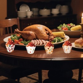 12pcs Thanksgiving Cupcake Wrappers Pumpkin Maple Leaf Cupcake Liners Decor Autumn Cupcake Holder For Thanksgiving Day Harvest Day Cupcake Decoration