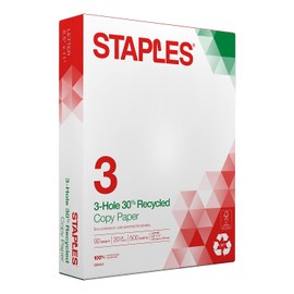 Staples 580524 30% Recycled 8.5-Inch X 11-Inch Copy Paper 20 Lbs 92 Brightness 500/Rm