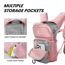 Nepest Kids Hydration Backpack, Mini Water Backpack with 1.5L Water Bladder for Hiking Cycling Running, Pink