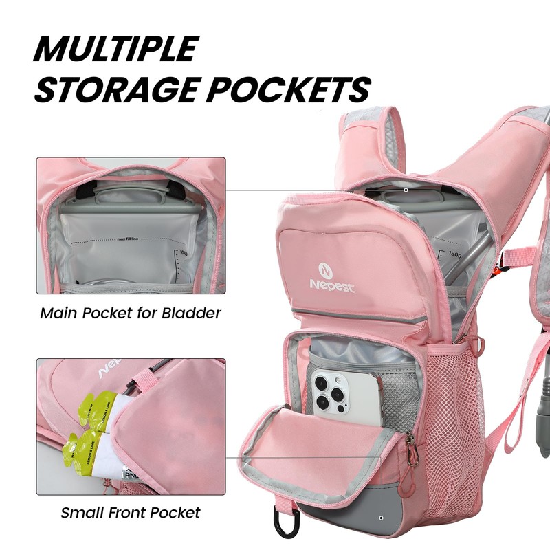 Nepest Kids Hydration Backpack, Mini Water Backpack with 1.5L Water